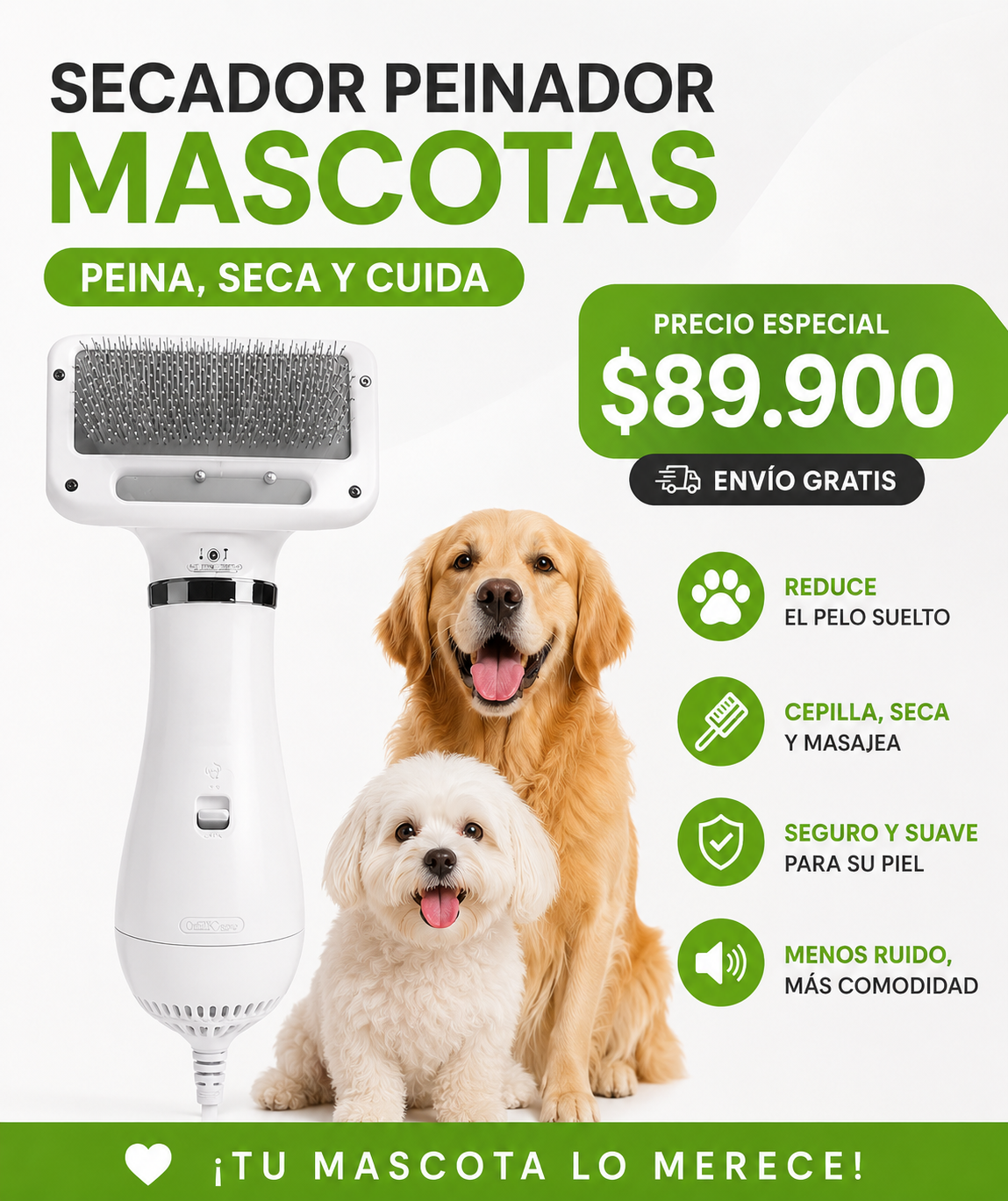 NUEVO SECADOR Y PEINADOR PARA TU MASCOTA. 2 EN 1