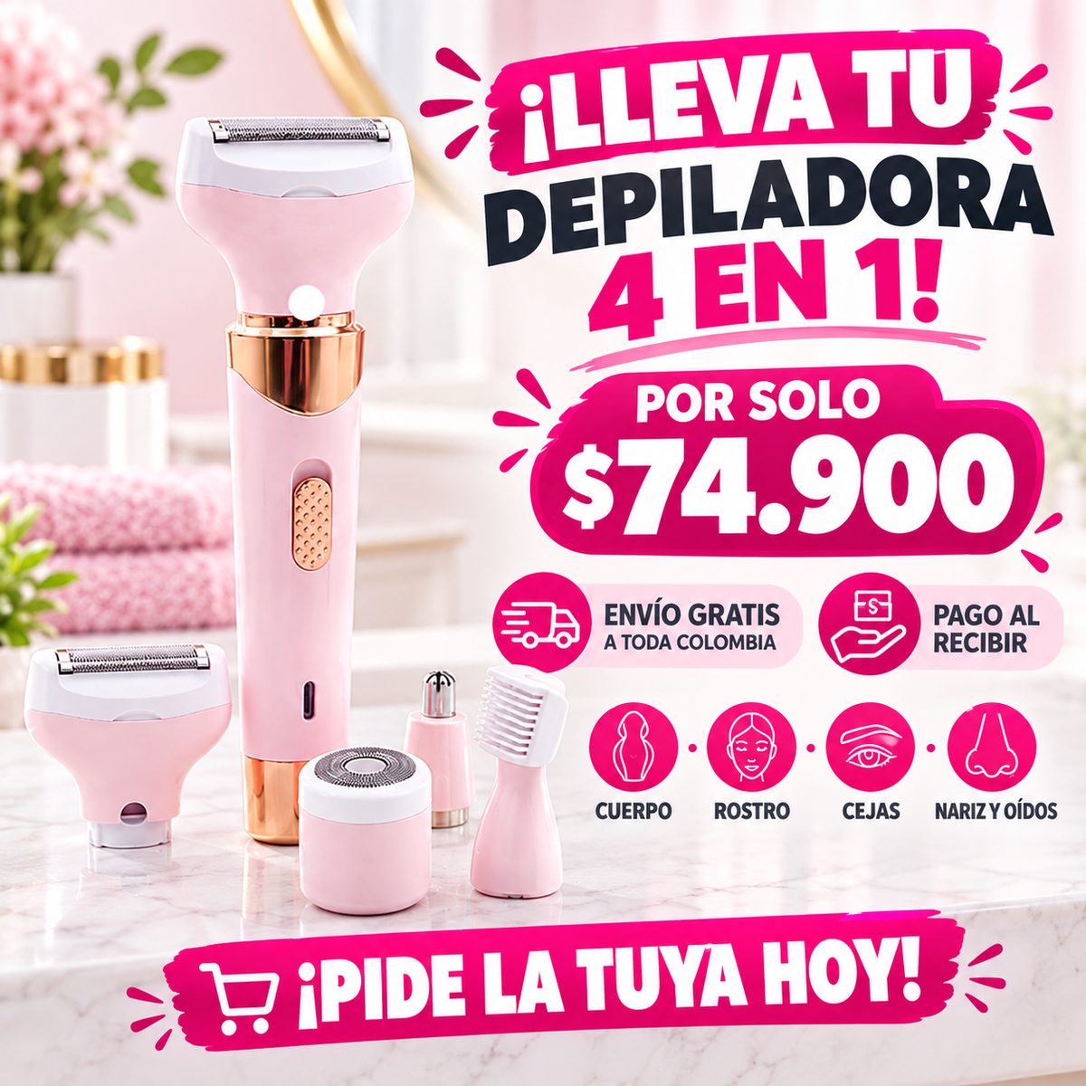 Depiladora Recargable 4 en 1