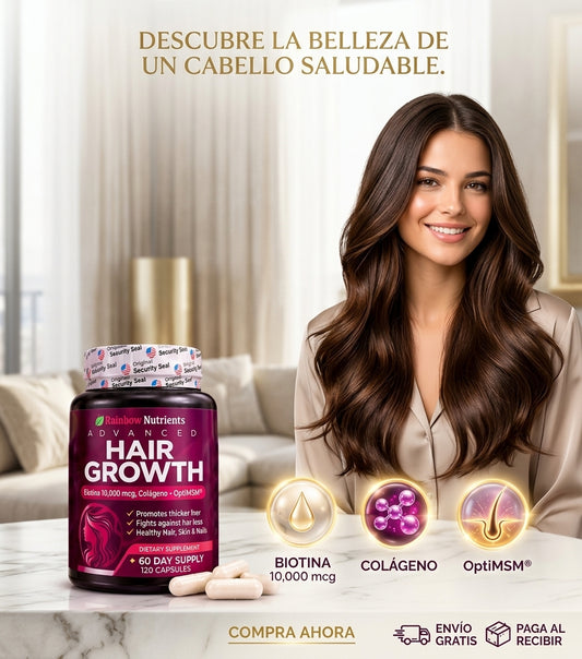 Cuida y Fortalece tu Cabello ADVANCED HAIR GROWTH · Suplemento capilar