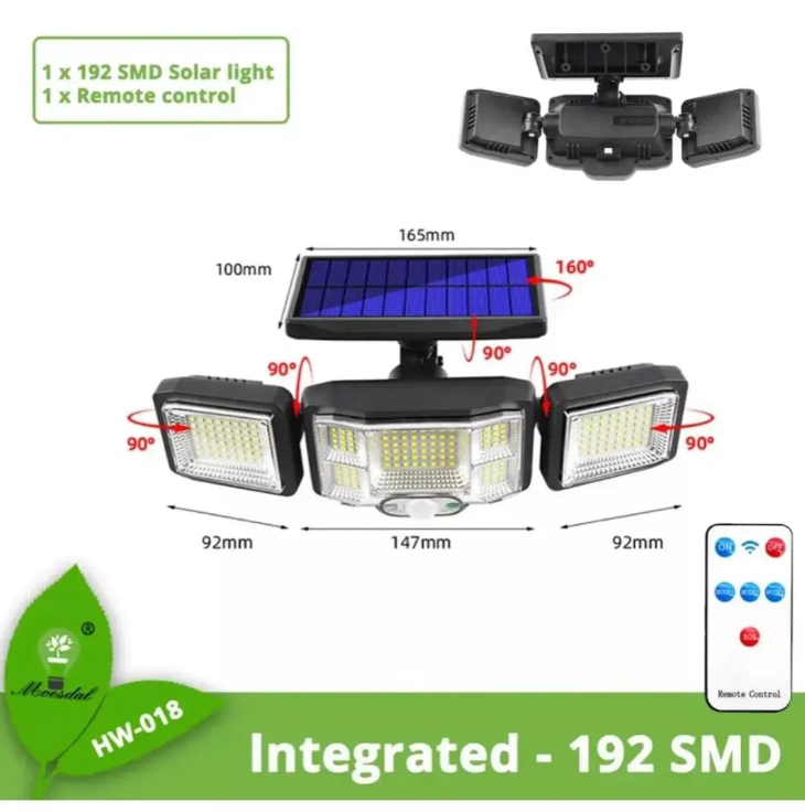 LAMPARA SOLAR CON 3 CABEZALES